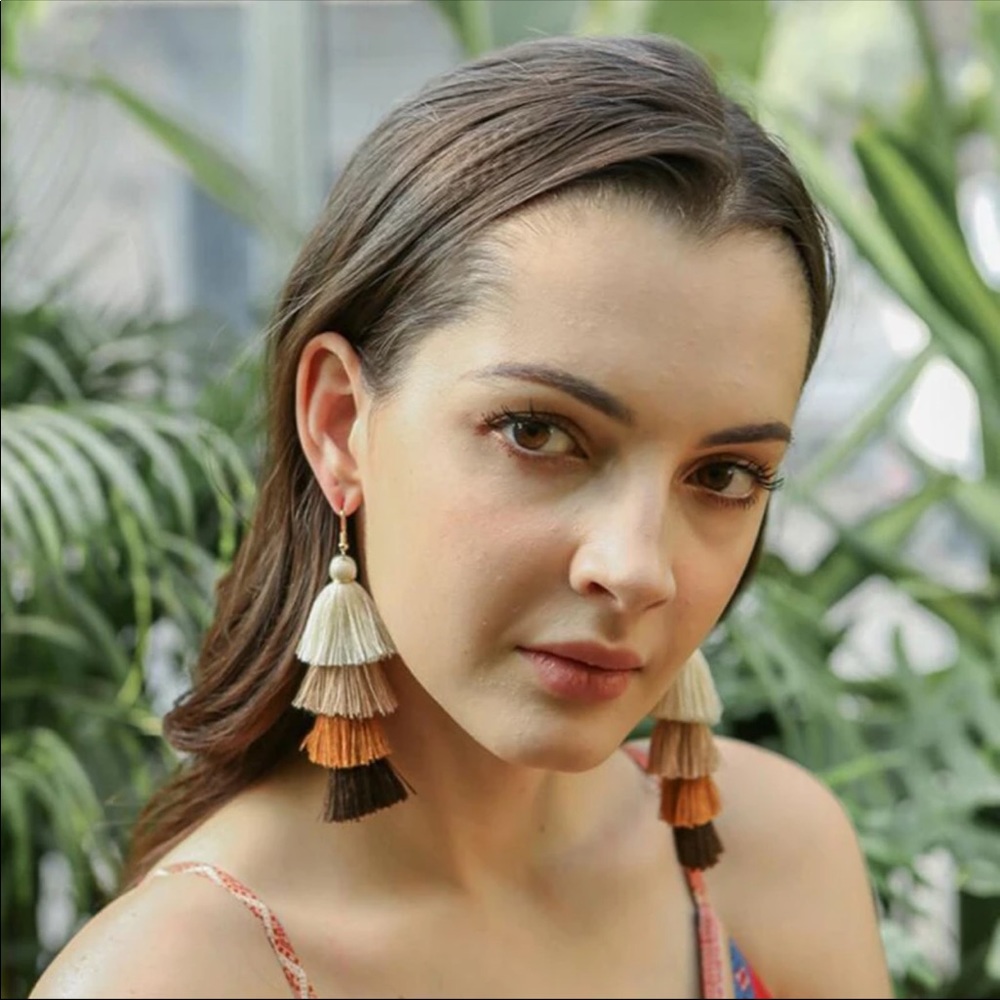 NWT Bohemian Fringe Long Multilayer Drop Earrings - Picture 1 of 3